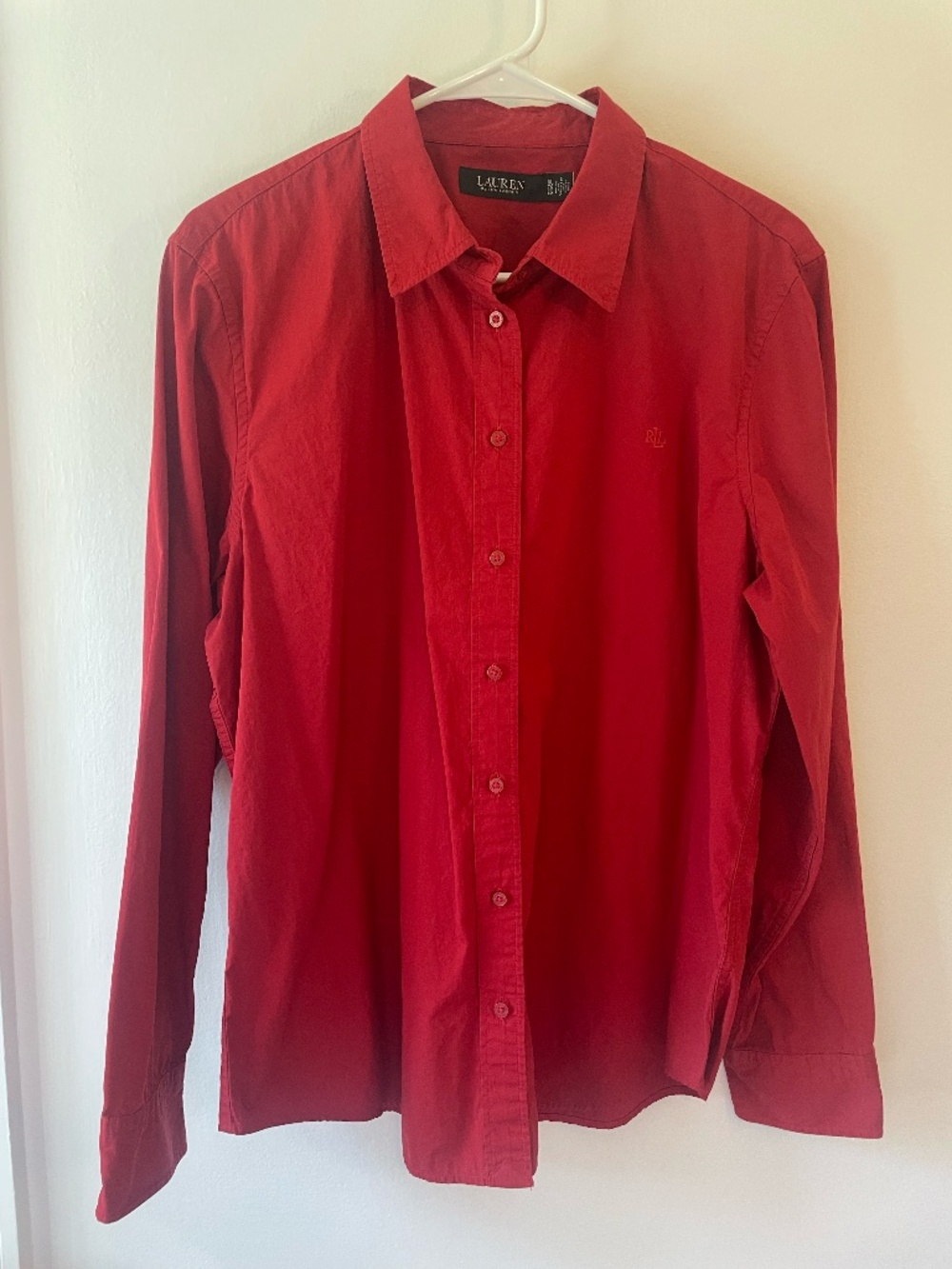 Lauren Ralph Lauren Jamelko long sleeve button front shirt red size XL